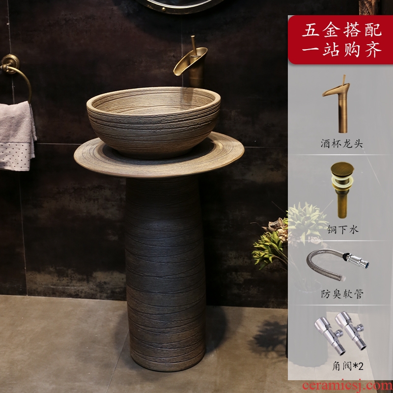 European art basin of pillar type lavatory balcony ceramic pillar lavabo home a whole floor wash gargle