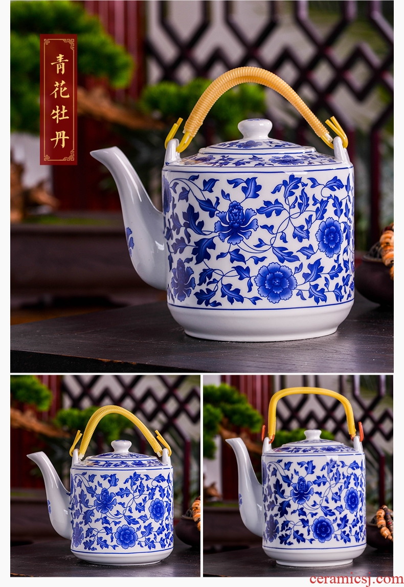 Jingdezhen blue and white porcelain ceramics teapot large capacity cold cold water glass kettle household single pot teapot