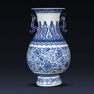 Jingdezhen ceramics imitation qianlong hand-painted blue and white porcelain vases, flower arrangement of the sitting room porch decoration of new Chinese style furnishing articles
