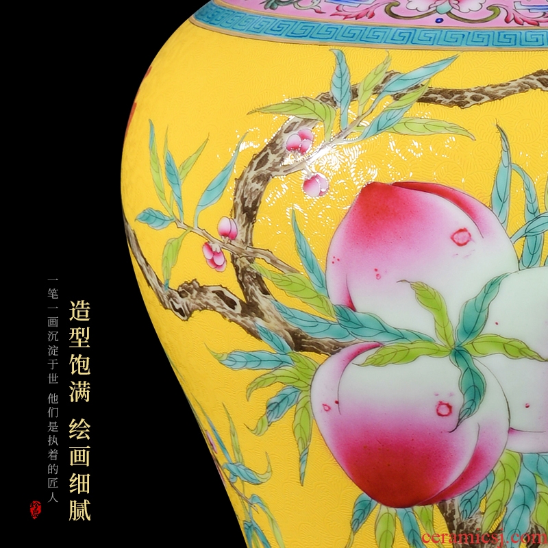 Jingdezhen ceramic hand-painted grilled pastel flowers flower vase Chinese office sitting room porch handicraft furnishing articles