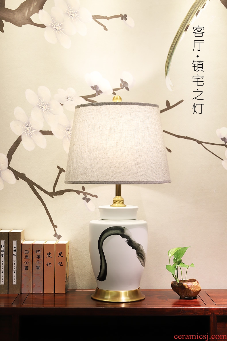 Large number of new Chinese style desk lamp ceramic decoration art study Chinese landscape contracted sitting room porch town house