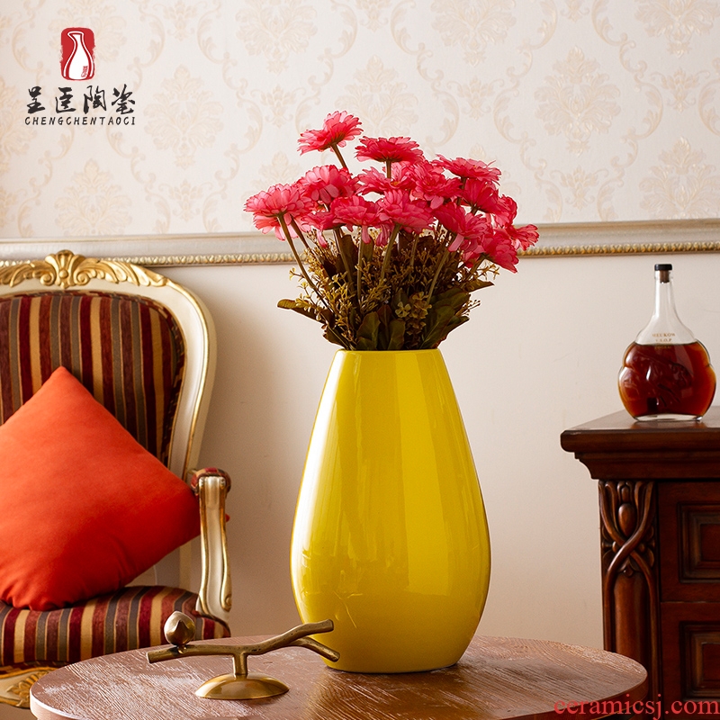 Jingdezhen ceramic vases, the sitting room the bedroom small yellow mouth porcelain table porch decoration furnishing articles example room