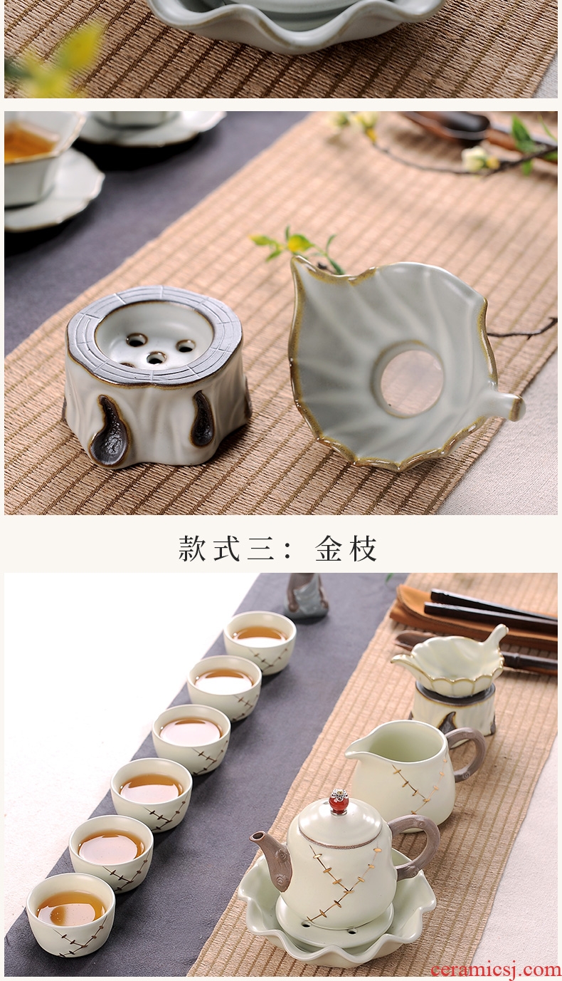 Your kiln tea suit household modern jingdezhen ceramic kung fu tea cups of a complete set of simple circular teapot