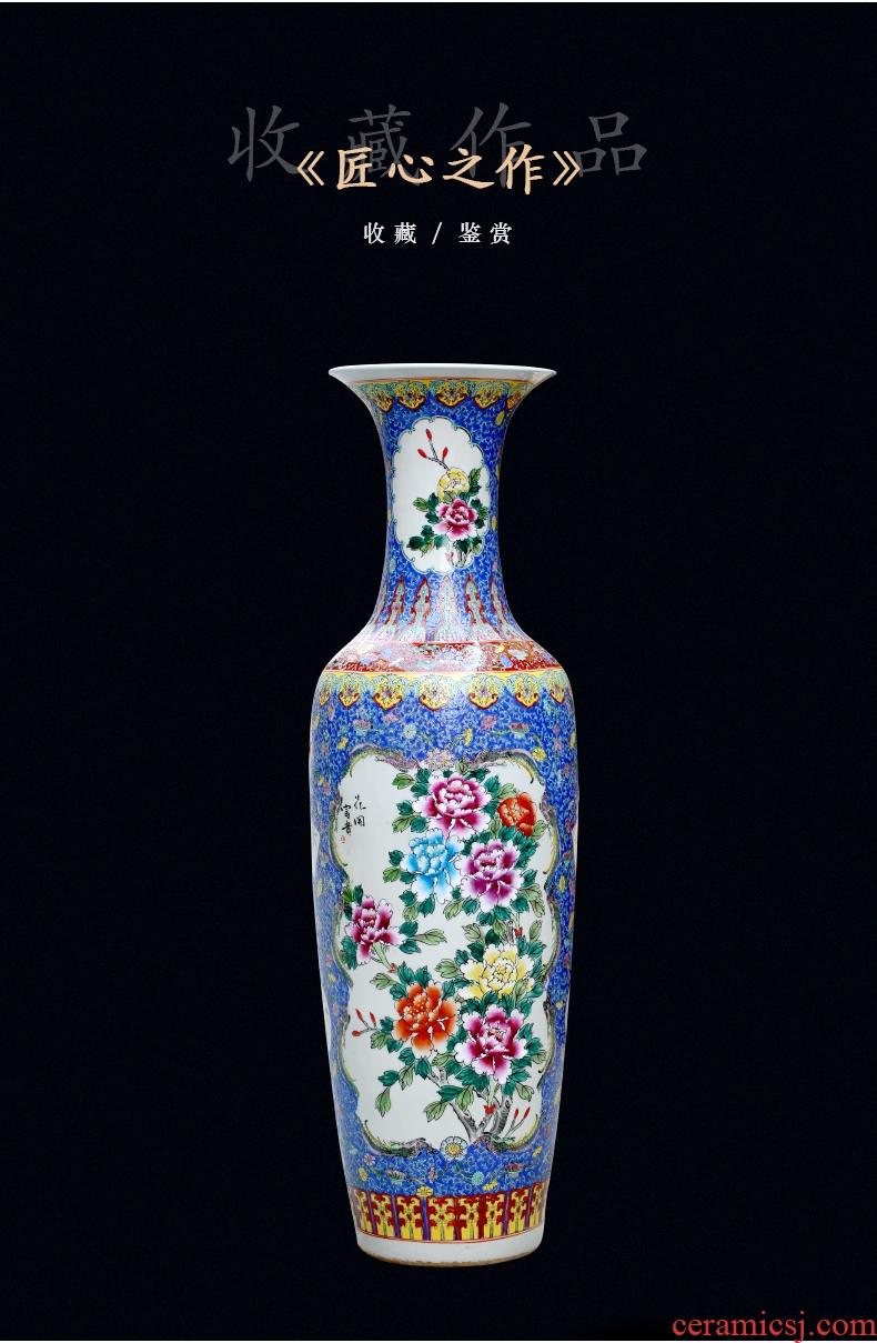 Jingdezhen ceramic hand-painted pastel of large vase home sitting room decoration in modern Chinese style hotel decoration furnishing articles