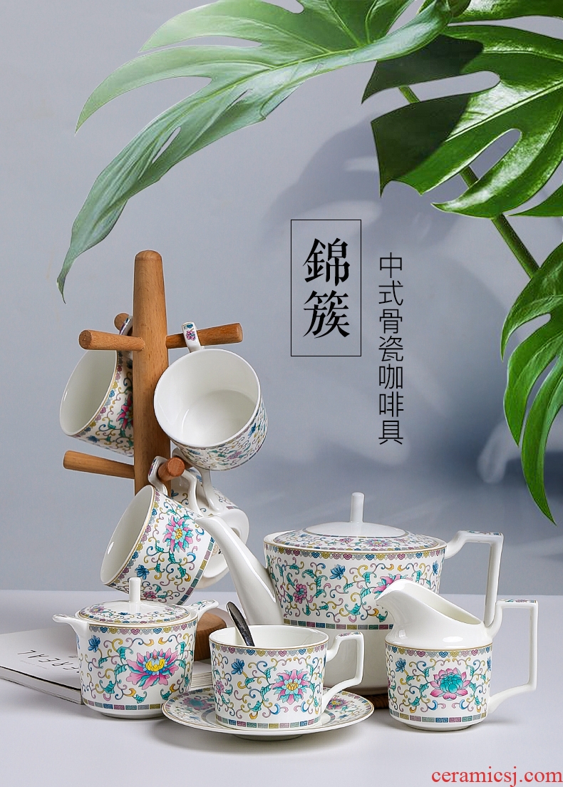 [directly] inky bone China coffee cups and saucers suit Chinese style afternoon tea tea set ceramic teapot red tea cups