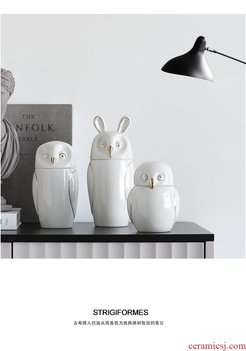 BEST WEST owl storage tank ceramic receive soft candy jar sitting room adornment creative furnishing articles