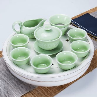 Ronkin tea set suit household contracted kung fu tea tea ceramic tea tea tray is a complete set of tea cups