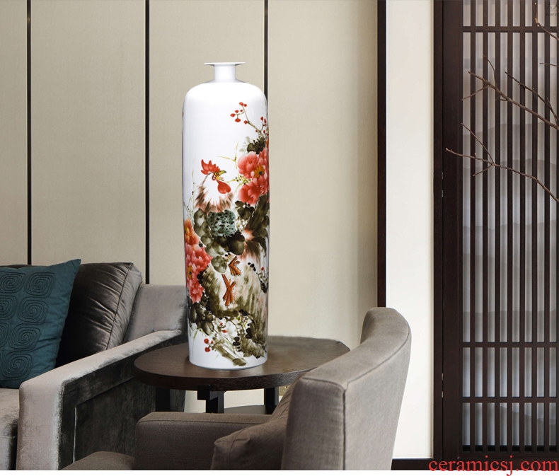 Jingdezhen ceramics hand-painted enamel vase riches and honour auspicious Chinese style living room home decoration Angle of several big furnishing articles