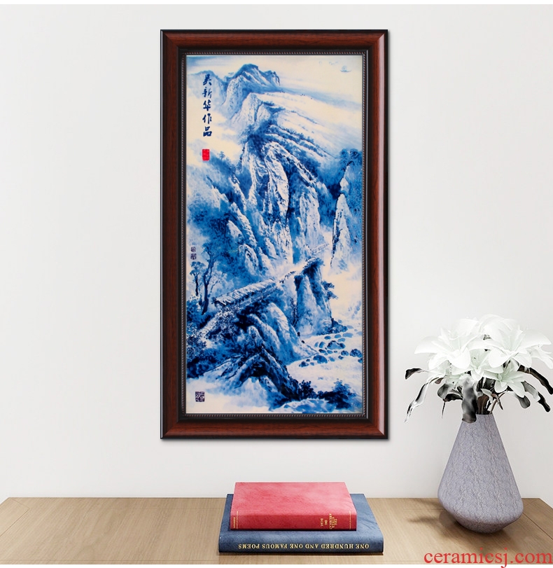 Adornment of jingdezhen blue and white porcelain porcelain plate painting the living room sofa background mural painting in the hotel corridor