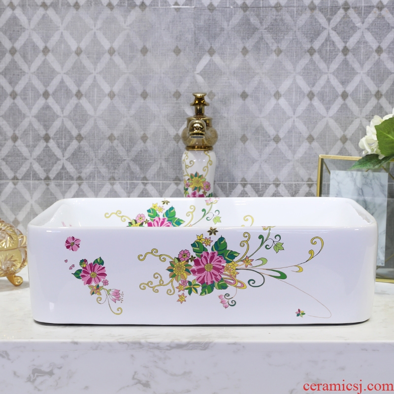Million square painting of flowers and birds on the ceramic basin sink contracted household toilet European art lavatory basin