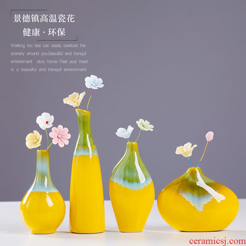 Jingdezhen ceramics sitting room small and pure and fresh flower vase contracted Nordic table bedroom adornment is placed by hand