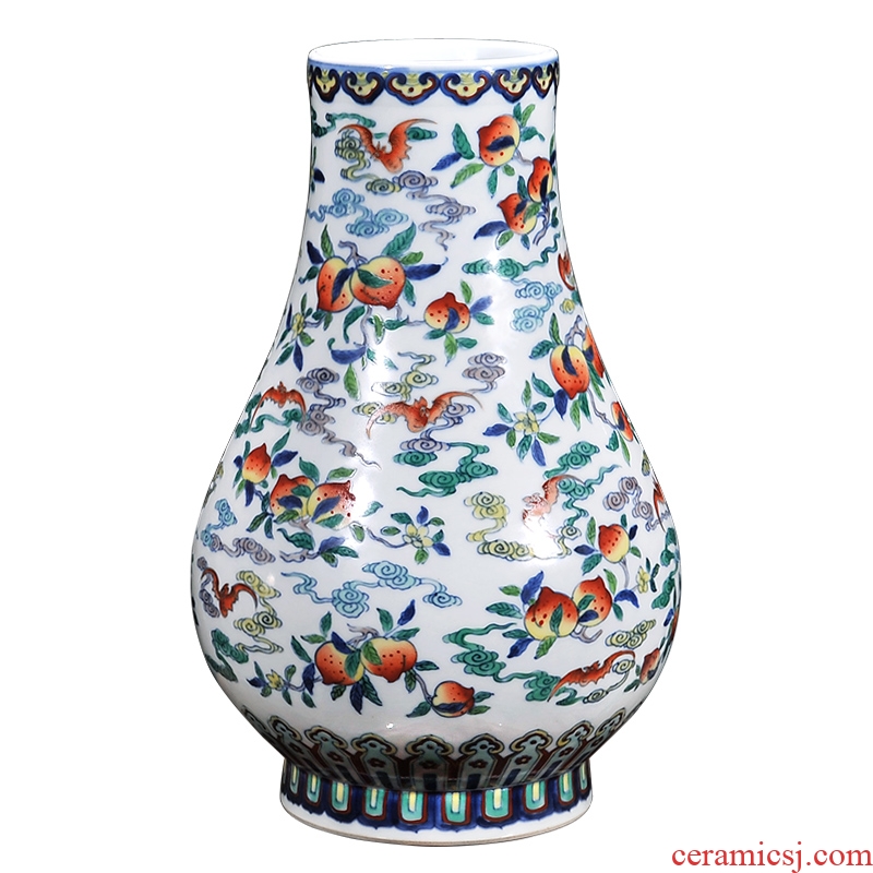 Jingdezhen ceramics imitation qing yongzheng jubilee ShouFuLu Chinese bottle vase sitting room porch home furnishing articles
