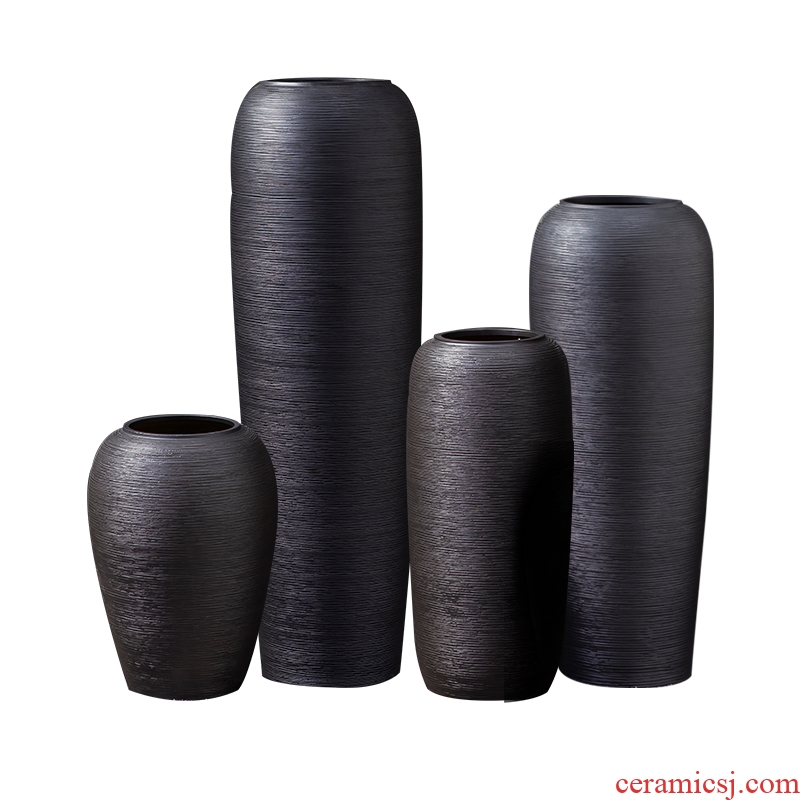 Jingdezhen ground vase flower arrangement of Chinese style hotel sitting room adornment furnishing articles company large-sized purple black frosted glass vases