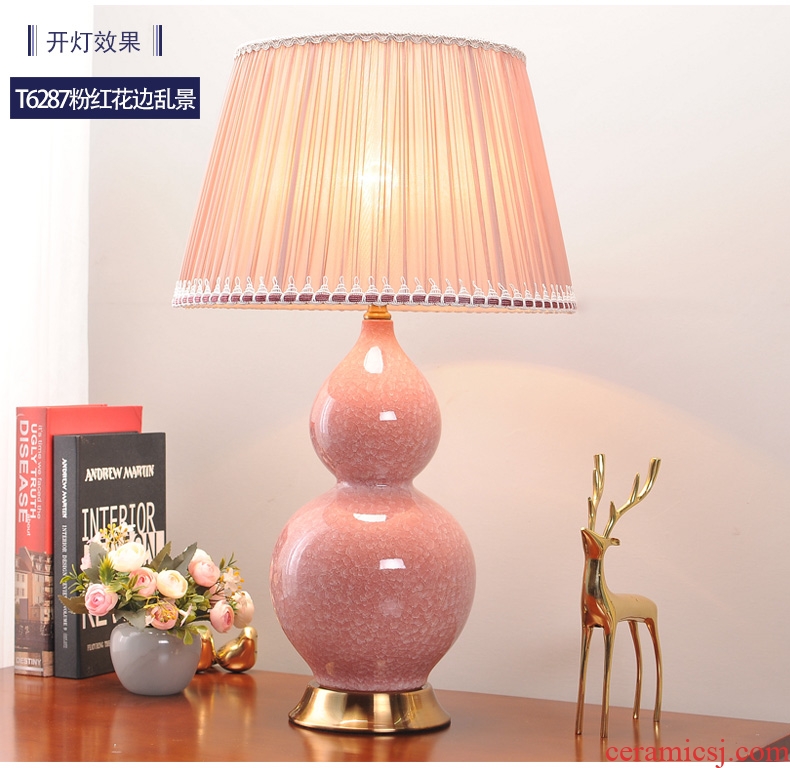 American ceramic desk lamp bedroom nightstand lamp sitting room warm and romantic wedding household contracted and contemporary household adornment