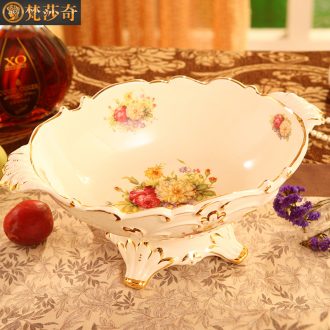 Ou compote creative home furnishing articles of luxury living room large ceramic fruit bowl tea table fruit basin wedding gift