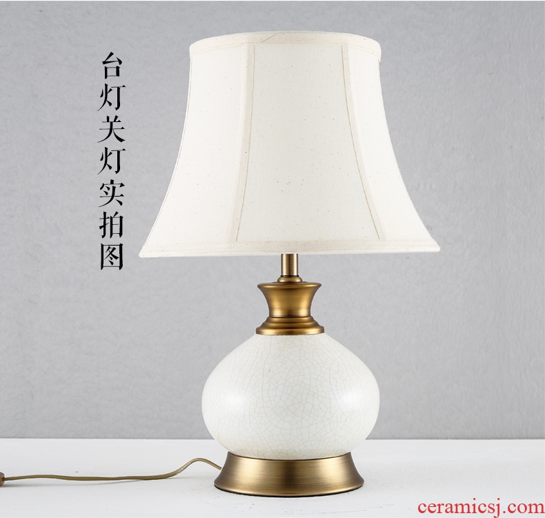 American desk lamp ceramic decoration art designer copper whole sitting room is contemporary and contracted pure color bedroom lamps and lanterns of the head of a bed