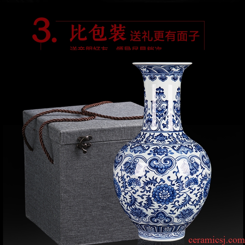 New Chinese style is contemporary sitting room adornment furnishing articles of blue and white porcelain of jingdezhen ceramic contracted household flower vase