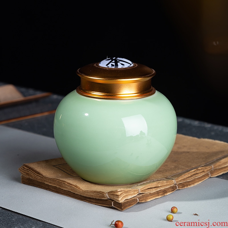 Jingdezhen ceramic celadon tea sets tea canister portable caddy household seal caddy pu 'er tea boxes