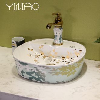 Million birds ceramic bathroom wash lavatory art stage basin mesa of rectangle lavabo household gold ivy