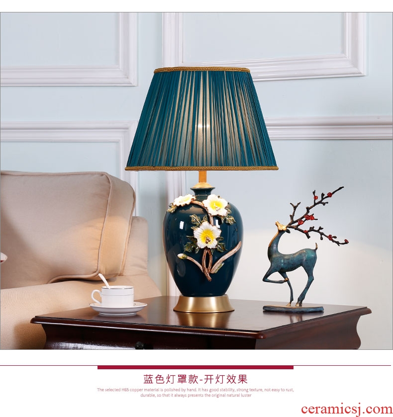 All American copper colored enamel lamp sweet bedroom berth lamp European creative ceramic new Chinese style wedding room living room