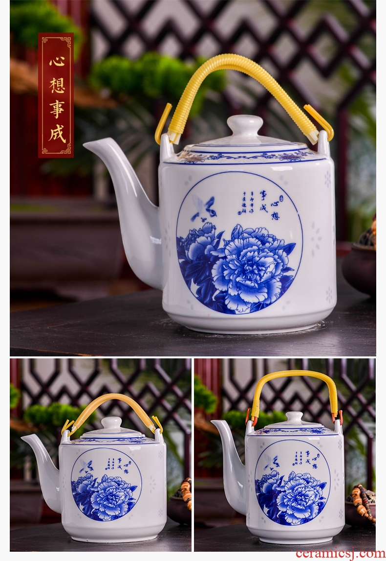 Jingdezhen blue and white porcelain ceramics teapot large capacity cold cold water glass kettle household single pot teapot