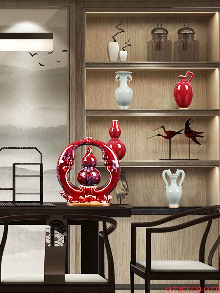 Pottery and porcelain vases, jun porcelain carving red f-fook furnishing articles feng shui home decoration festival art crafts