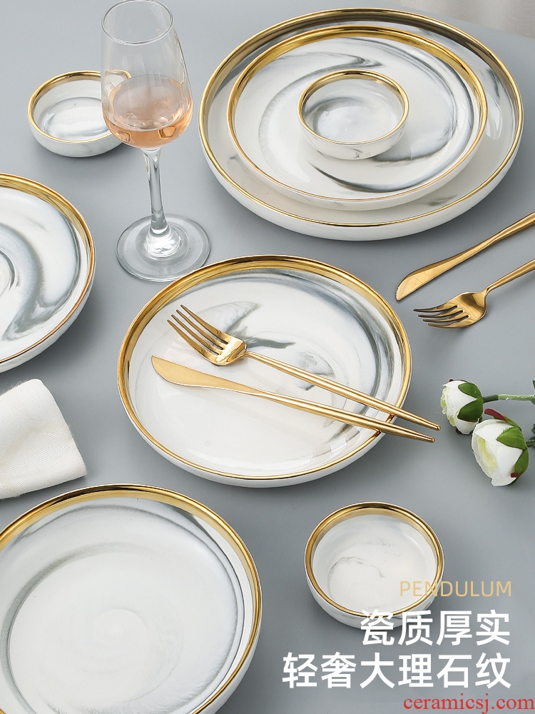 Nordic phnom penh marble creative western food dish dish dish home web celebrity ins wind ceramic tableware breakfast tray