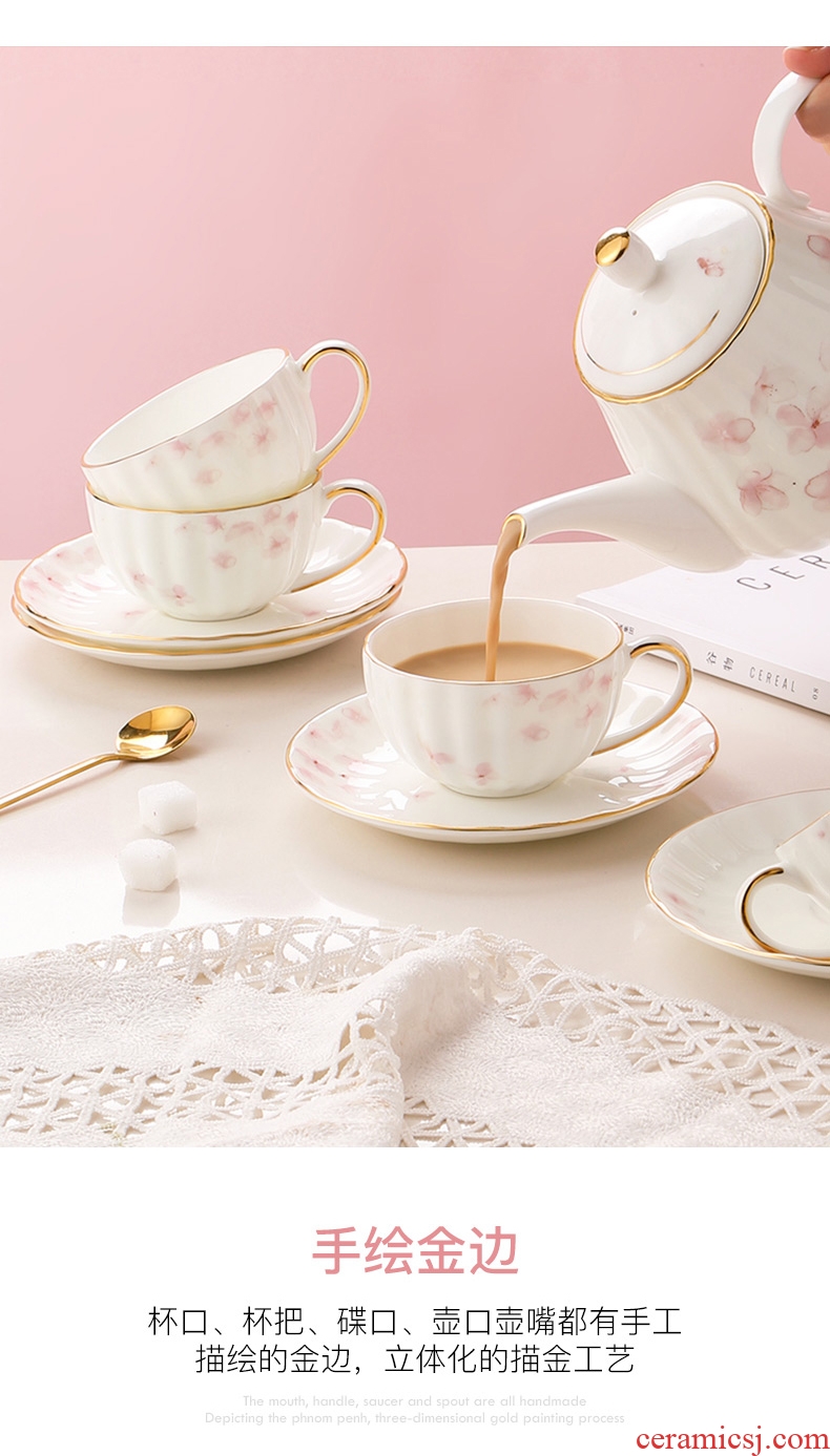 Inky european-style bone China coffee cups and saucers suit household contracted English afternoon tea tea set ceramic teapot cup