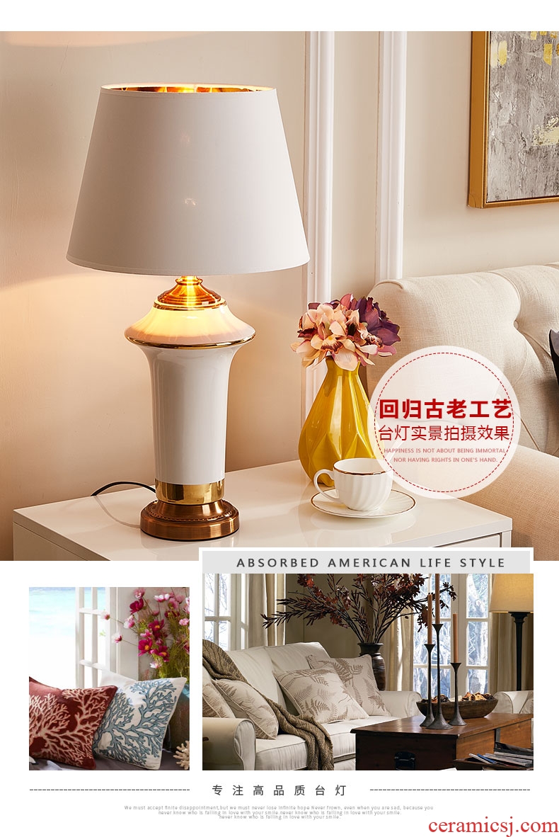 Postmodern Nordic lamp ceramic luxurious sitting room creative American contracted fashion romantic sweet bedroom berth lamp