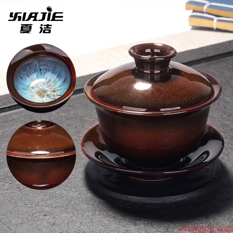 Xia Jiejian light red glaze creative kung fu tea set of household ceramic tea cup teapot tea art contracted sitting room