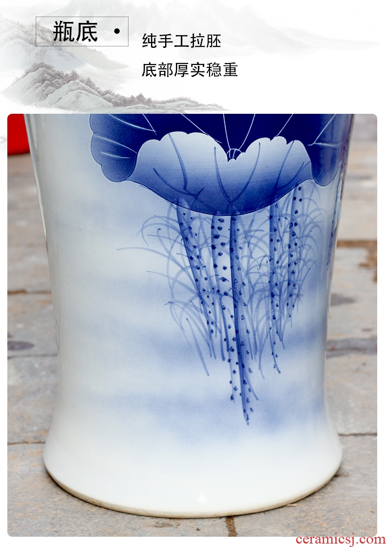 Jingdezhen hand-painted every year more than lotus sitting room of large vases, Chinese style household decorative ceramic large-sized furnishing articles