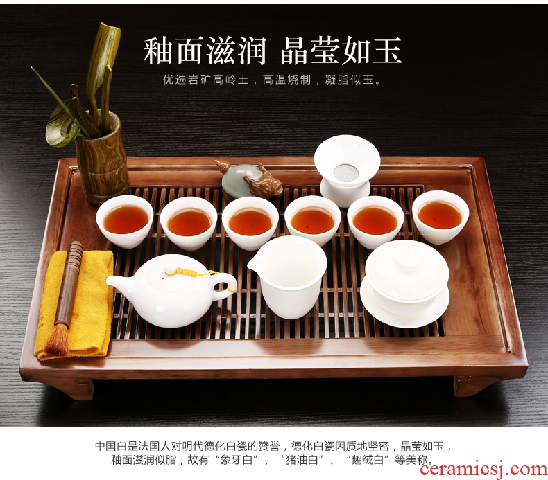 Bin, a complete set of household ceramics violet arenaceous kung fu tea tea set contracted solid wood tea tray table elder brother kiln teapot teacup