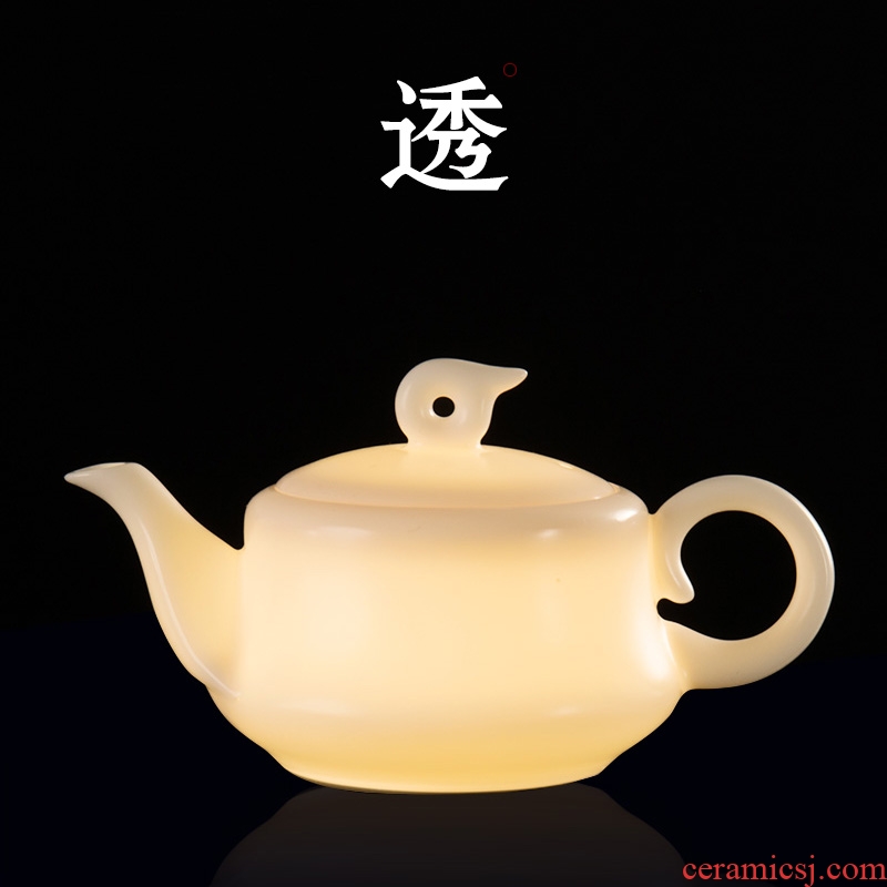 Ronkin suet jade teapot dehua white porcelain beauty ceramic single pot of tea pot small household contracted tea kettle