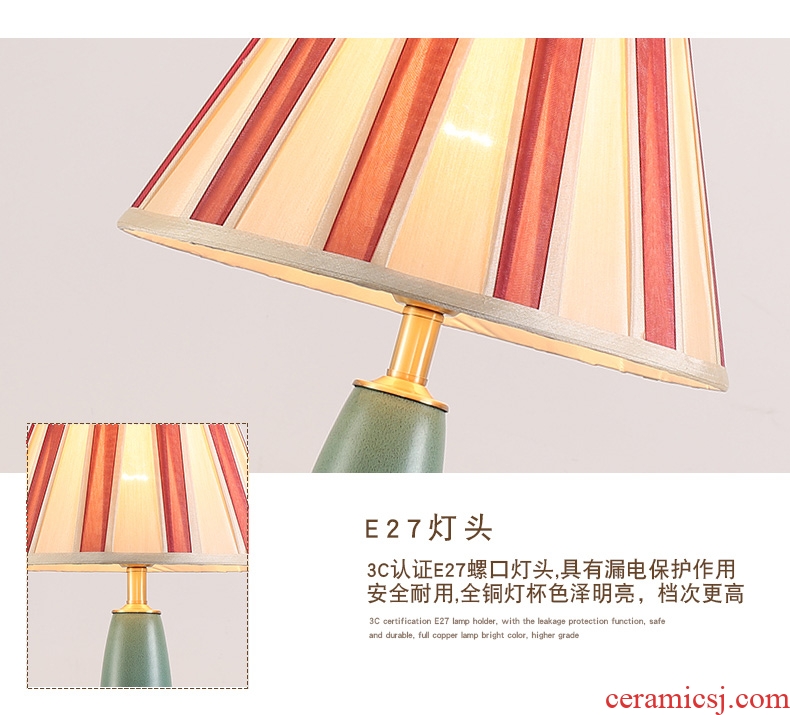 American whole copper ceramic desk lamp LED contracted warmth of bedroom the head of a bed of creative personality between example ins chandeliers