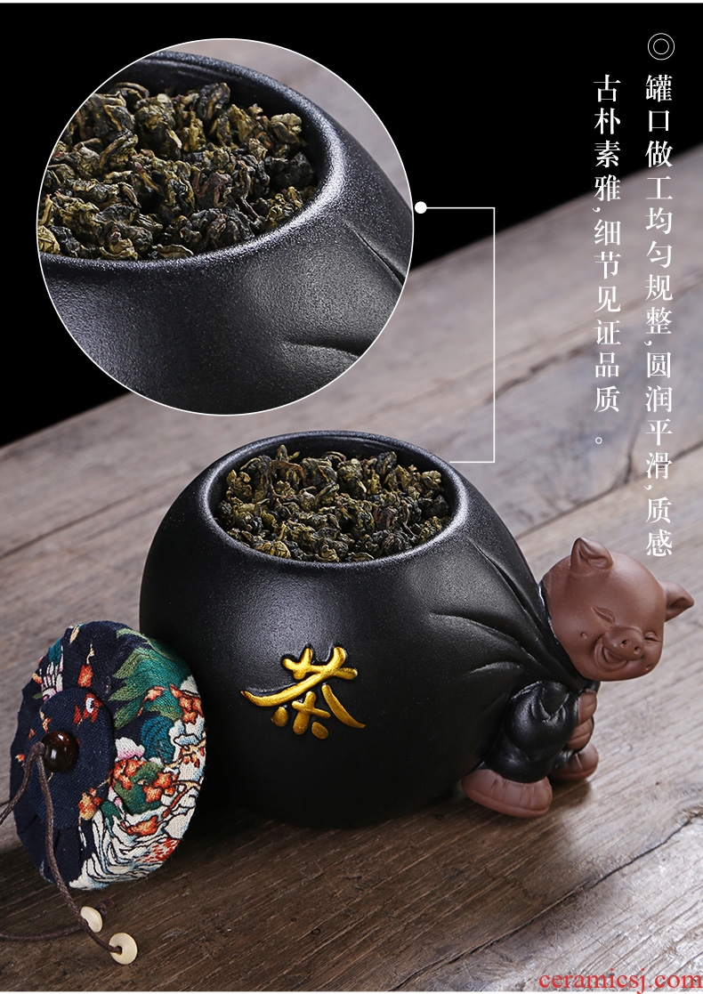 Auspicious industry ceramic seal tea pot restoring ancient ways employed in domestic large tea accessories moisture storage POTS
