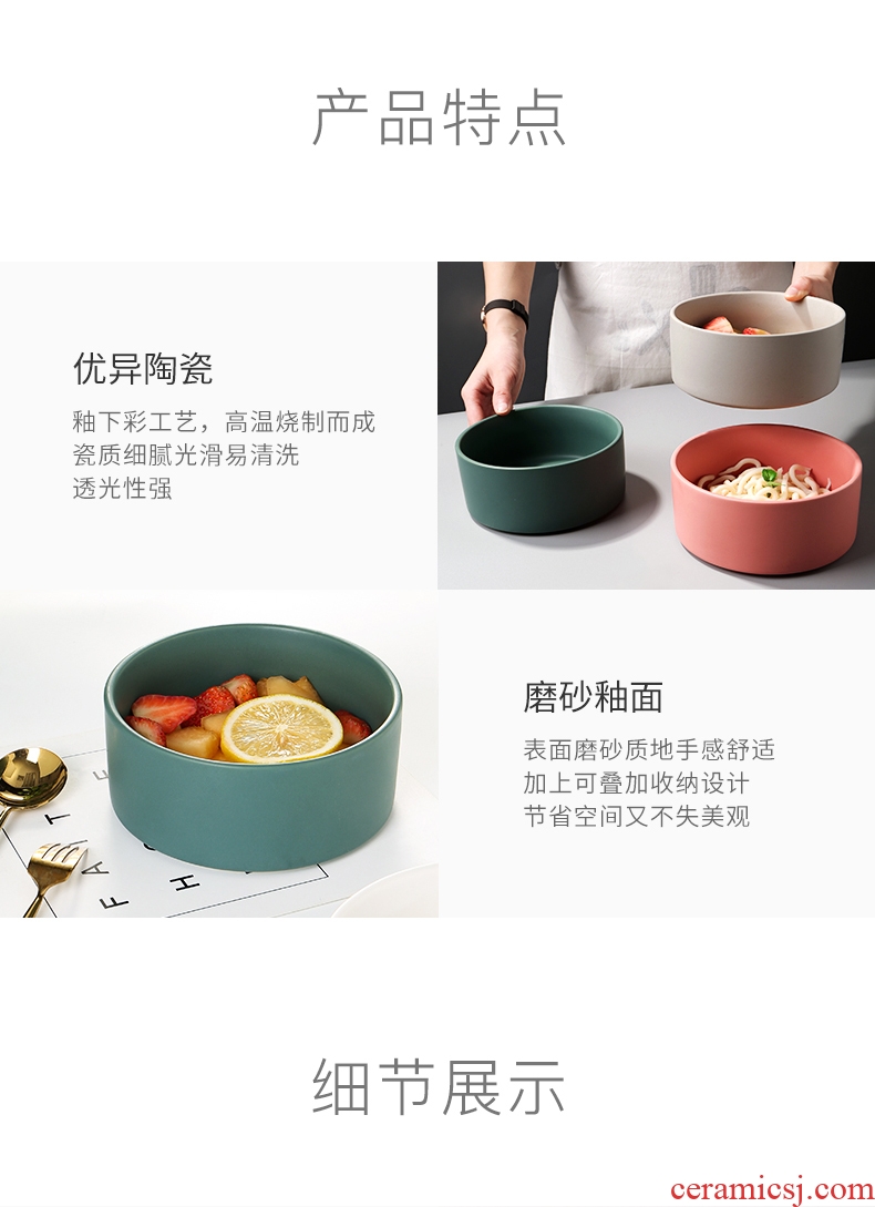 Nordic ceramic salad bowl, creative household contracted web celebrity ins tableware and the single large rainbow noodle bowl bowl soup bowl