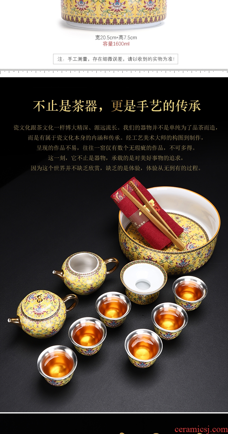 Recreational product gold colored enamel porcelain tea set coppering.as silver clasp porcelain tea set the whole court wind office tea kettle