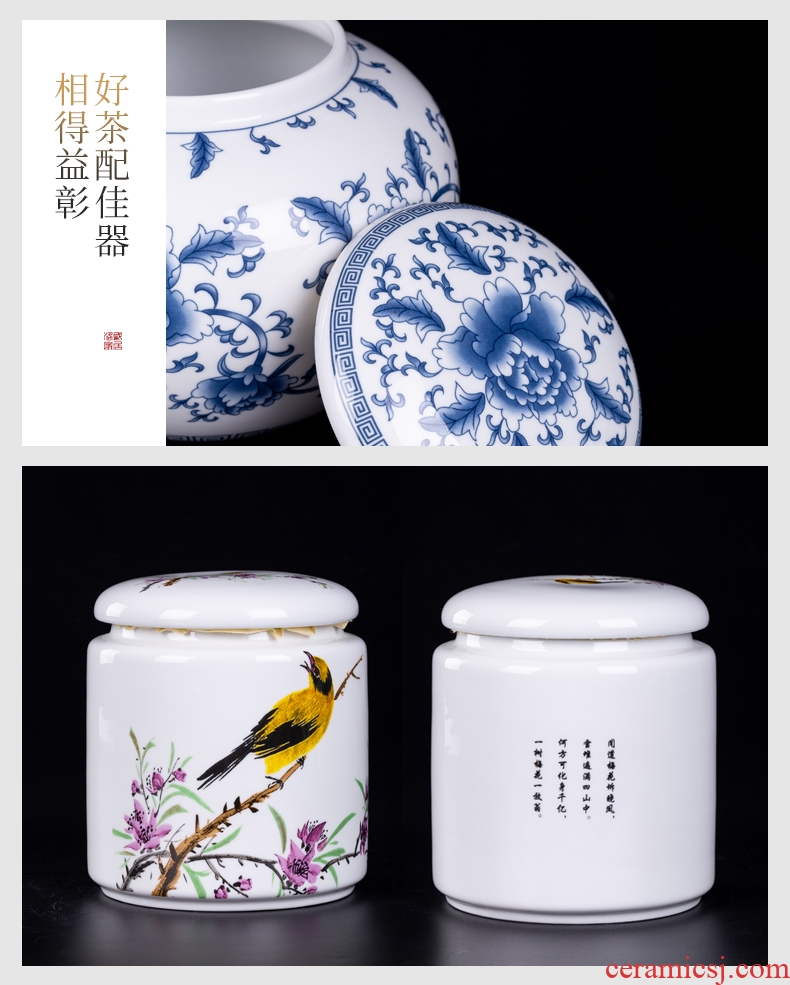 Blower, caddy ceramic seal pot jingdezhen domestic large pu 'er tea box POTS and POTS