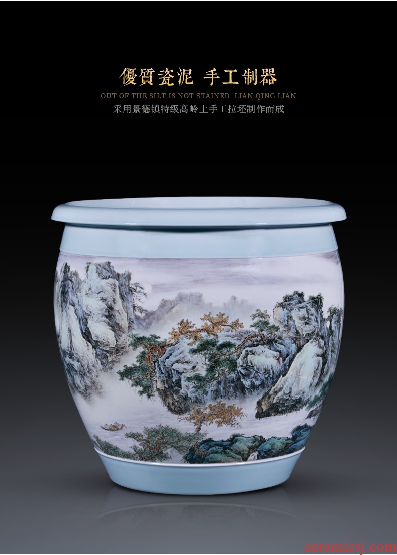 Jingdezhen ceramic all hand-painted chibi to meditate on the new Chinese style household geomantic VAT decoration collection calligraphy and painting cylinder furnishing articles