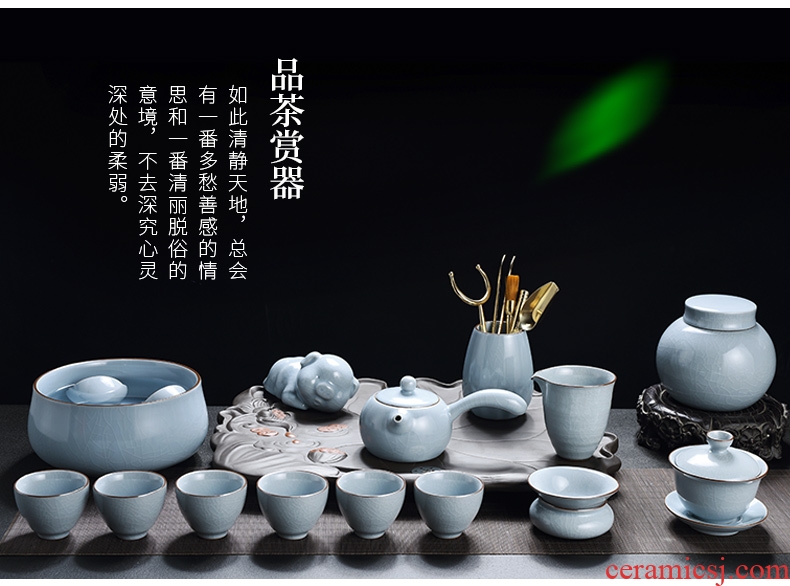 God your kiln porcelain household ceramics kung fu tea set suit Chinese porcelain contracted side teapot tea cups