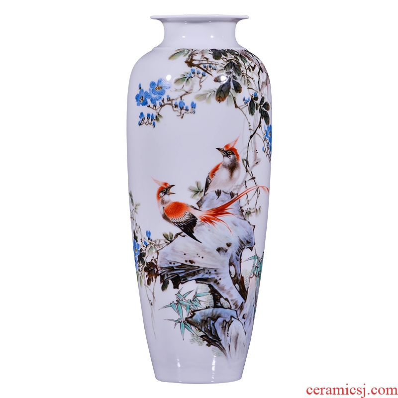 Jingdezhen ceramic painting birds and flowers in the vase furnishing articles new Chinese style office sitting room porch decoration craft gift