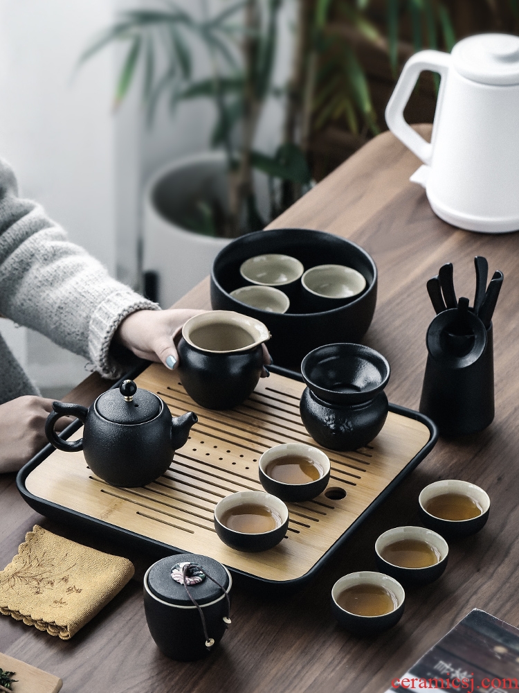 Three thousand household tureen tea cups of black tea village set ceramic teapot kung fu tea set contracted dry tea tray