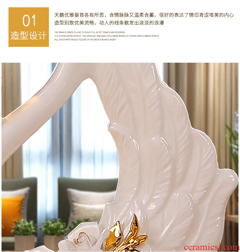 Practical wedding present European furnishing articles swan wine accessories creative living room TV ark ceramic craft gift