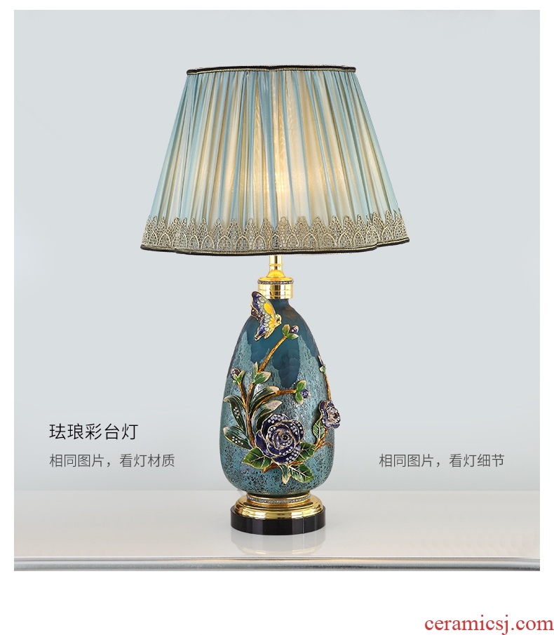 Luxury colored enamel porcelain lamp type crystal lamps and lanterns of bedroom the head of a bed romantic villa living room lighting