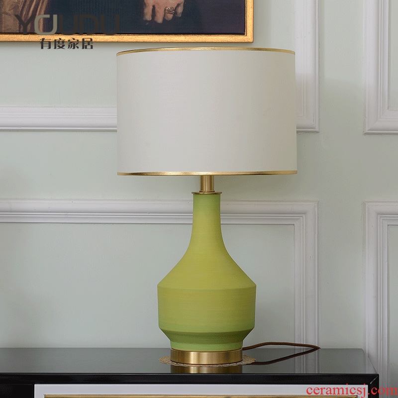 American ceramic lamp of bedroom the head of a bed lamp contracted and contemporary creative fashion a warm and romantic wedding full copper lamp