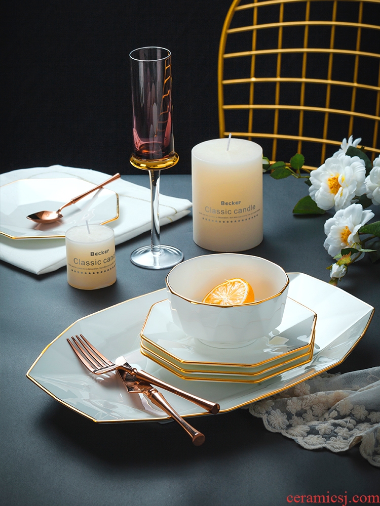 Nordic bone bowls disc suit white contracted jingdezhen ceramic tableware phnom penh octagon home dishes bulk