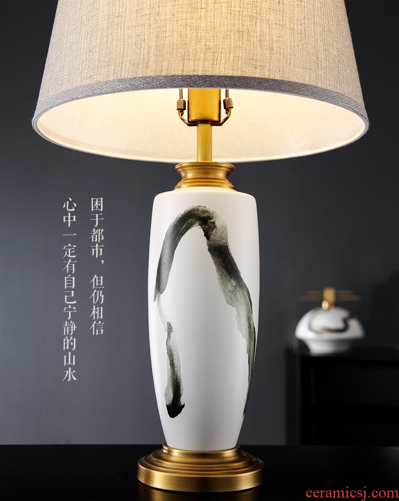 Large new Chinese style lamp ceramic decoration art study zen Chinese wind landscape contracted sitting room porch town house