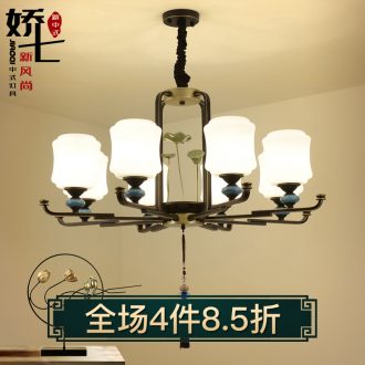 New Chinese style droplight sitting room lamps and lanterns of atmospheric zen lamp ceramic glass, wrought iron contracted and contemporary Chinese style villa