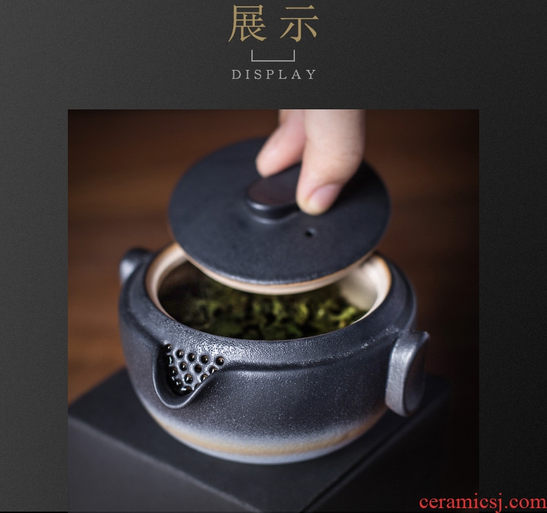 And hall ink dust crack cup portable travel kung fu tea set contracted a pot of two glass ceramic outdoors