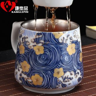 Recreation is tasted silver cup 999 sterling silver colored enamel porcelain cup with cover glass coppering.as silver blue office filtering